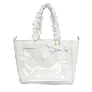 자카마트 A4 다기능 2WAY 핸들 프릴 토트백 화이트