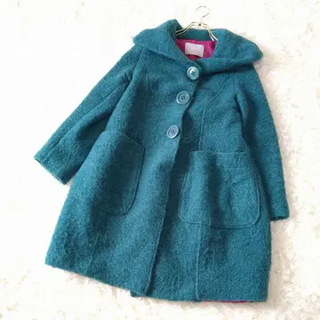FUTURUM 후투룸 빅 칼라 울 코트 빅 버튼 터콰이즈 F