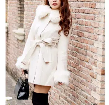 [미사용 새상품] 립 서비스 퍼 롱 코트 [M] 벨트 포함 2way