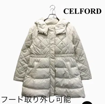 CELFORD 퀼팅 다운 코트 화이트