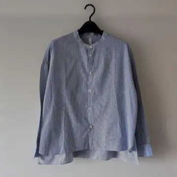 D.M.G. 도밍고 스탠드 와이드 셔츠 스트라이프 블루 x 화이트