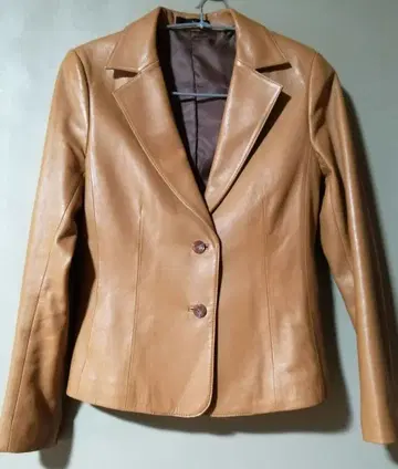 J&R 한국제 카멜 천연 가죽 테일러드 자켓 S