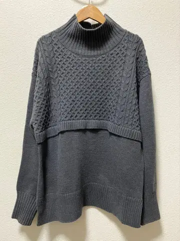 [ 23구 ] 여성용 그레이 터틀넥 100% 캐시미어 스웨터