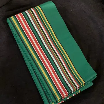 하카타 스트라이프 공작 그린 반폭 오비