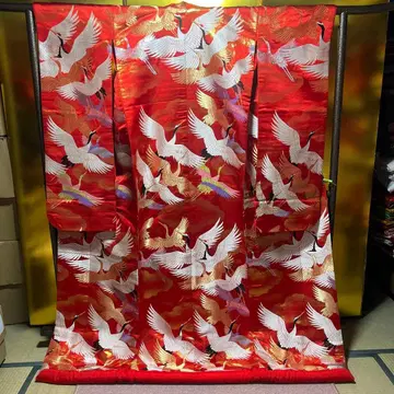 우치카케 이로 우치카케 순수 실크 니시진 비단 천 마리 학