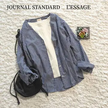 새상품급 [ L'essage ] 레사주 V넥 스트라이프 셔츠 일본제 긴팔