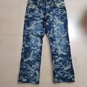 금직 일본풍 패턴 올 패턴 자수 와이드 팬츠 빈티지 사이즈 40