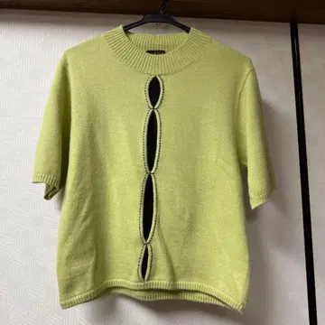 EVEX 라임 그린 반팔 니트