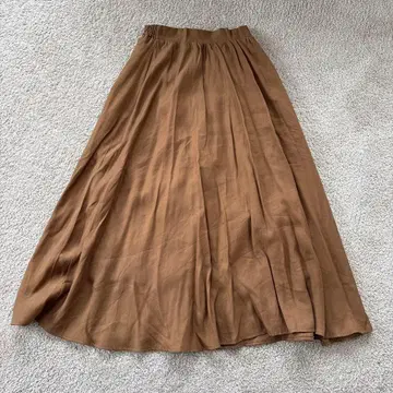롱 플레어 스커트 브라운