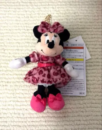 디즈니 미니 레오파드 무늬 봉제 인형 참 핑크 새상품
