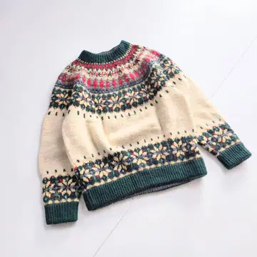 빈티지 북유럽 핸드 니트 노르딕 꽈배기 무늬 로우게이지 니트 A7