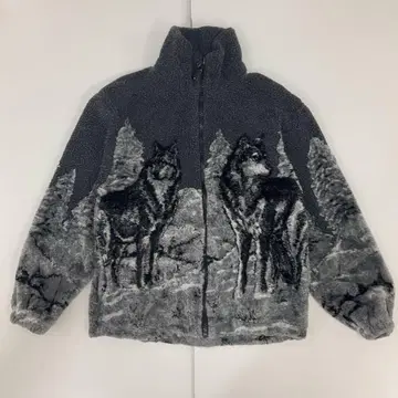 올 패턴 보아 플리스 자켓 애니멀 무늬 울프 패턴 90s