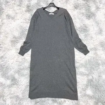 서니라벨 Free 원피스 V넥 무지 그레이 출퇴근 캐시미어 면