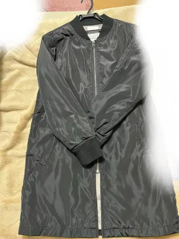 블랙 나일론 롱 자켓 아우터