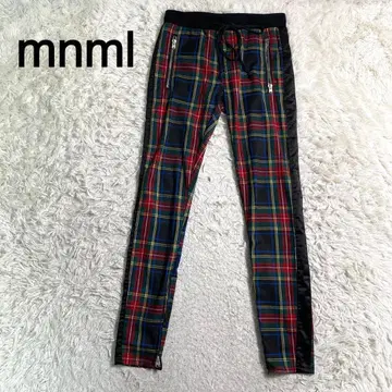 mnml 멀티 컬러 체크 무늬 사이드 라인 캐주얼 팬츠