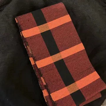 키류 민예 직물 격자 무늬 반폭 오비