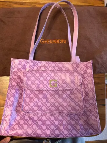 GHERARDINI 핑크 보라색 로고 토트백