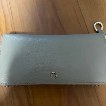 그레이 합성 피혁 이단 접이식 지갑