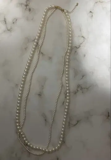 화이트 펄 목걸이 2연(롱)