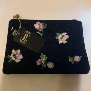 FEILER 꽃무늬 파우치 블랙 12cm x 17cm