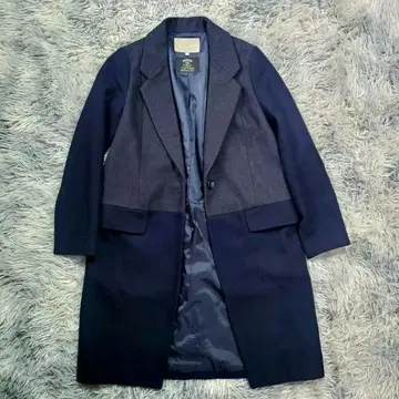 유나이티드 애로우즈 x 노비리아 바이컬러 멜톤 체스터 코트 38 네이비