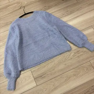 애니시스 필름 라메 샤기 니트 라이트 블루 사이즈 2