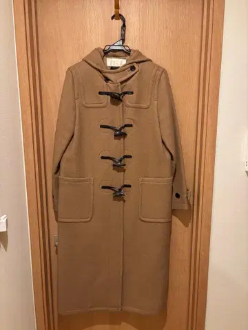 ined 울 혼방 베이지 더플 코트