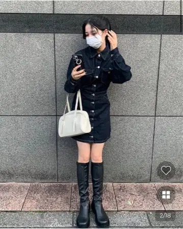 데님 미니 원피스 nugu