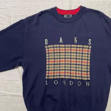 닥스 골프 U넥 니트 네이비 M 스웨터 체크 무늬 긴팔