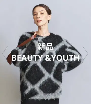 새상품 BEAUTY & YOUTH 바이컬러 자카드 샤기 니트 풀오버