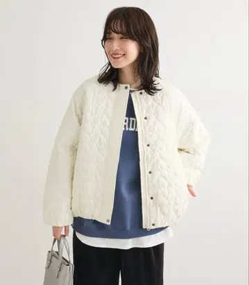 swing by 하트 퀼트 코쿤 블루종 아이보리 프리 사이즈