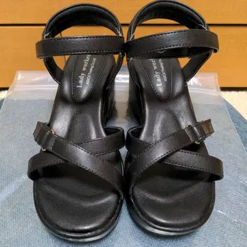 블랙 웨지 샌들 스트랩 포함 SS 사이즈