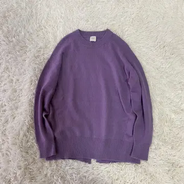 새상품급 스픽앤스팬 울 캐시미어 크루넥 니트 백 슬릿 보라색