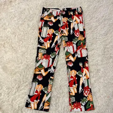 레어 화려한 라우드마우스 롱팬츠 34 여성 패턴 빨간색 멀티 컬러 골프