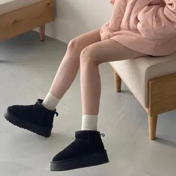 Rili JUDIN 무스탕 숏부츠 블랙 블랙 인솔 24.5