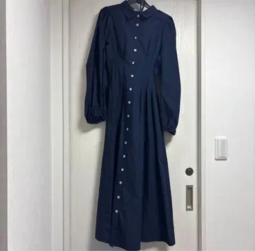 레이디 아젤 네이비 긴팔 셔츠 원피스
