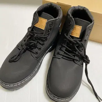 새상품 숏부츠 25cm 워크 부츠 레이스업 블랙 통굽