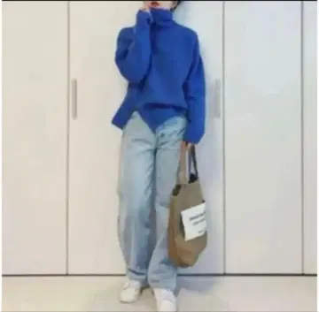 컨디션 최상 무료배송 UNITED TOKYO 캐시미어 울 터틀 니트 블루