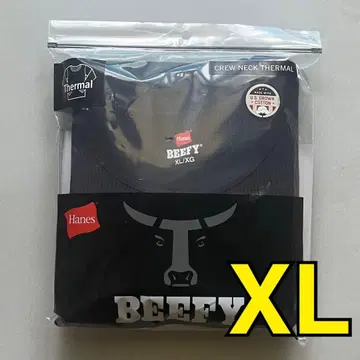 Hanes BEEFY 크루넥 써멀 긴팔 블랙
