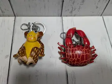 천연 가죽 크라프트 스트랩 가챠 (원숭이와 게)