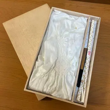 화이트 실크 오비 장식 천 (자수 포함)