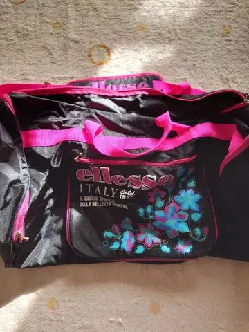 ellesse 꽃무늬 보스턴 백 블랙/핑크