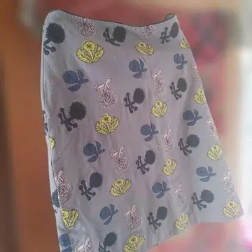 미나 페르호넨 꽃무늬 자수 코튼 스커트 그레이