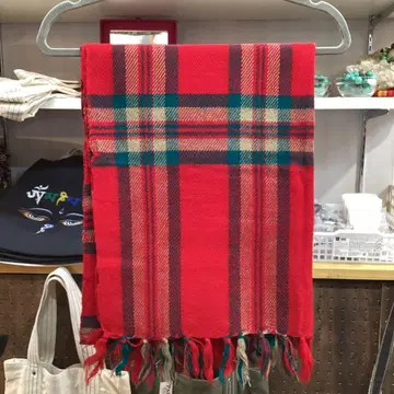 빨간색 타탄 체크 스톨