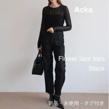 [ 새상품 미사용 ] Acka. 플라워 레이스 상의 블랙