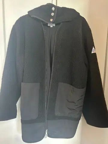 케이프 하이 플리스 자켓 블랙 후드 부착