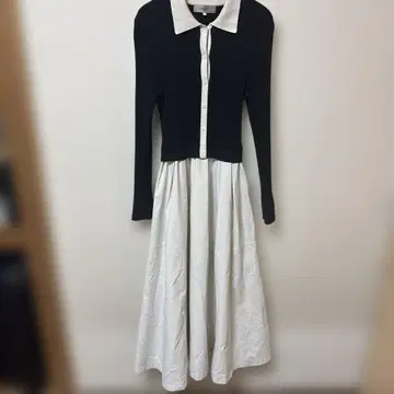 JUSGLITTY 카라 니트 도킹 원피스