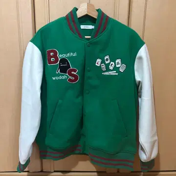 바시티 자켓 그린 x 화이트 SIZE M graniph