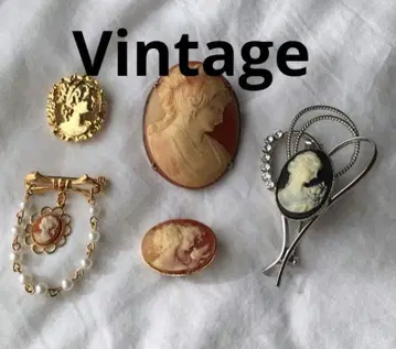 빈티지 카메오 브로치 묶음 판매 골드 펄