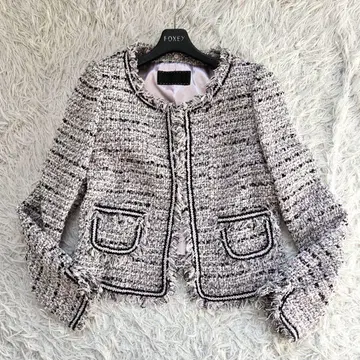 투 비 시크 트위드 노카라 자켓 빅 사이즈 세레모니